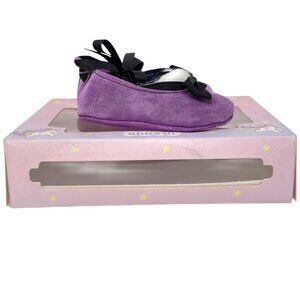 Unicorn Designers Touch by Baby Deer Leather Uppers Purple with Black Bow Size